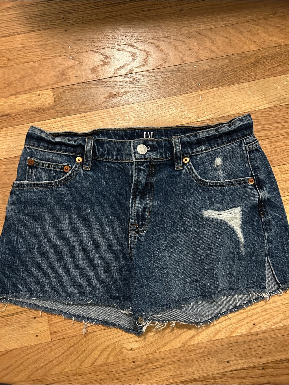 GAP Dark Blue Distressed Denim Cutoff Shorts